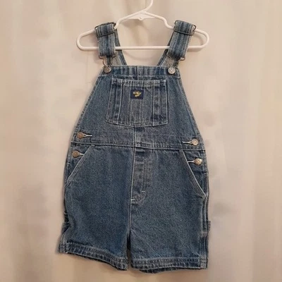 Oshkosh B'gosh boys size 4T shortall jean short overalls VGUC - Image 1 of 4