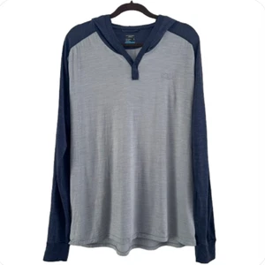 Icebreaker Merino Cool Lite Hooded Long Sleeve Gray Navy Men's Size Large - Picture 1 of 12