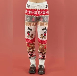 Forever Disney Mickey Mouse Holiday Knit Damen M Hose Jogger Fair Isle Weihnachten - Bild 1 von 7