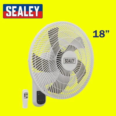 SEALEY 18" Wall Mounted 3-Speed Oscillating Cool Fan With Remote Control SWF18WR - Image 1 of 2