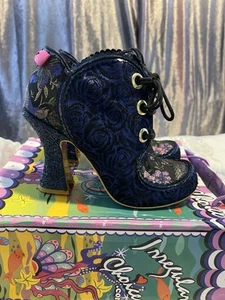 Irregular Choice Size 7 Navy Glitter “Baroness” Ankle Boots - Picture 1 of 13