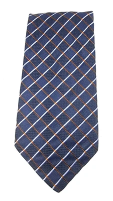 Corbata para hombre IKE BEHAR azul naranja tejida geométrica seda 58" x 3,75" Foto 1 de 4