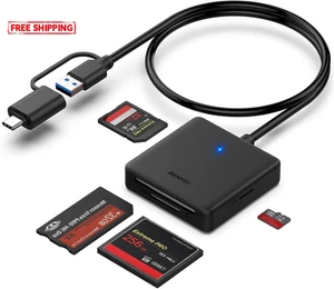 Memory Card Reader, 4In1 USB 3.0 and USB-C to SD Micro SD MS CF Card Reader Ada - Picture 1 of 10