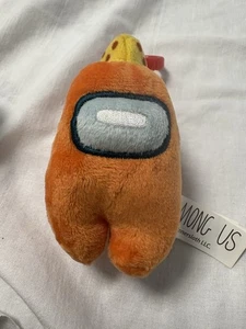 Among Us 7 Inch Plush Toy Orange Crewmate w/ Cheese Hat  - Picture 1 of 2
