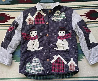Chaqueta reversible vintage parche mágico muñeco de nieve Navidad mujer cuadros medianos Foto 1 de 4