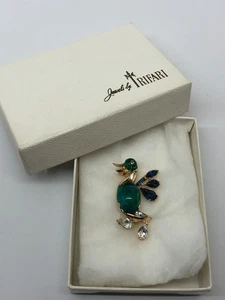 De Colección Alfred Philippe Trifari Broche Jalea Vientre Pato Pat Colgante Verde con Caja Raro - Imagen 1 de 7