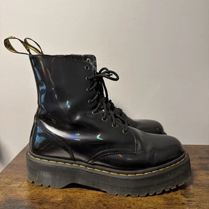 Dr Martens Jadon Hi HOLOGRAM Black Patent Leather Platform Boots Men’s Sz 11 - Picture 1 of 10