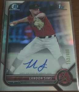 LANDON SIMS 2022 BOWMAN DRAFT 1ST REFRACTOR AUTO SP /499 - Picture 1 of 1