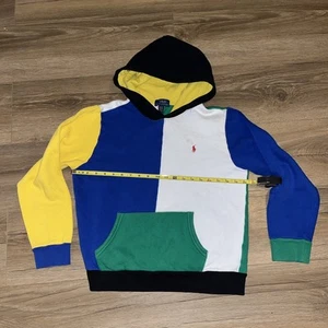 Polo Ralph Lauren Youth XL 18-20 Color Block Hoodie Blue Yellow White Green - Picture 1 of 9