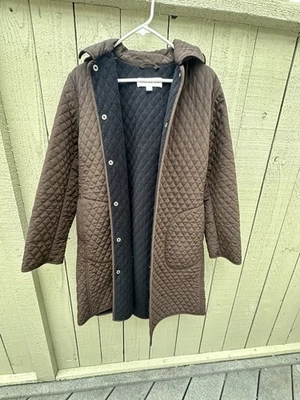 Jones Нью-Йорк флис с подкладкой стеганое пальто со съемным капюшоном - Изображение 1 из 4