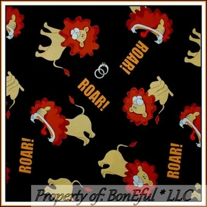 BonEful Fabric FQ Cotton Brown LION King ROAR African Zoo Animal Jungle Safari L - Picture 1 of 13