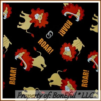 BonEful Fabric FQ Cotton Brown LION King ROAR African Zoo Animal Jungle Safari L - Image 1 of 4