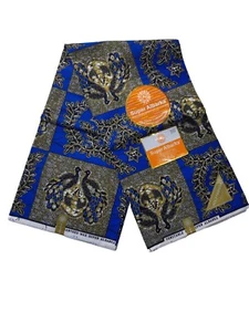6 Yards / 5,48 Meter garantiert afrikanischer Stoff mit Wachsdruck und Design - Bild 1 von 10