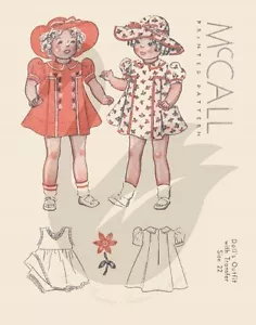 Reproduction Vintage Doll Clothes Sewing Pattern McCall 22" Doll - Picture 1 of 1