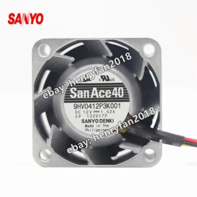 SANYO Denki 9HV0412P3K001 SanAce DC 12V 1.52A 40*40*28MM 4-Wire PWM Cooling Fan - Image 1 of 4