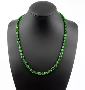 Nobile Diopside di Cromo Catena Preziose Sfaccettato Ovale Verde Collier Donna - Foto 1 di 6