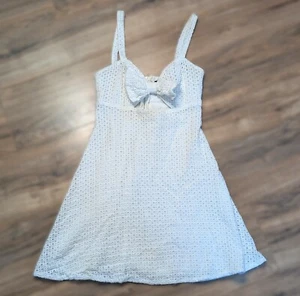 Vestido Patinador Lulus Blanco con Lazo Frontal Detalle Encaje Mini Vestido Talla PEQUEÑO - Imagen 1 de 4
