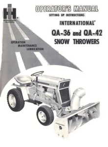 International Cub Cadet QA-36 and QA-42 Snow Thrower Tractor Operators Manual IH - Picture 1 of 1