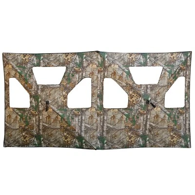 Turkey Hunting Blind Real Tree Camo Portable 2 Sided Hub Panel Stake Out Deer - Image 1 of 4