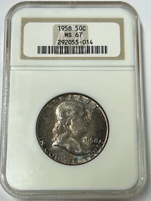 1958 P Franklin Half Dollar NGC MS67  High Grade Toner (NGC Population 104) - Image 1 of 4