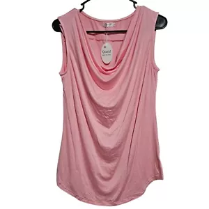 Qearal Tank Top Womens Size Large Pink Draped Neck Sleeveless Blouse Shirt New - Picture 1 of 6