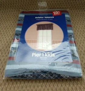 Pier 1 Kids Aviator Valance Blue 88" x 18" 100 percent cotton retails at $29.00 - Picture 1 of 5