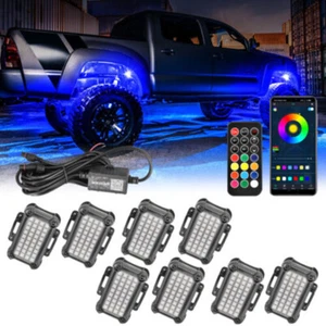 8 Pods RGBW LED Rock Light Bluetooth Underglow Neon Light Kit For ATV UTV RZR US - Picture 1 of 12