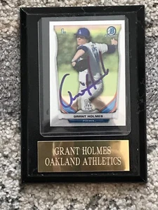 GRANT HOLMES 2014 BOWMAN CHROME 1st ROOKIE CARD AUTOGRAPH mini plaque JAYS - Picture 1 of 7