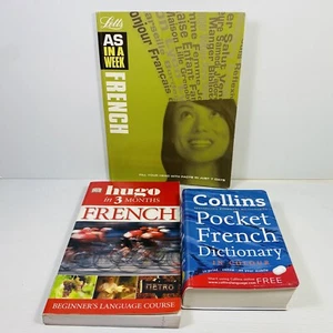 3 Lot French Language- Dictionary, Beginners Language Course, AS in a Week - Picture 1 of 7