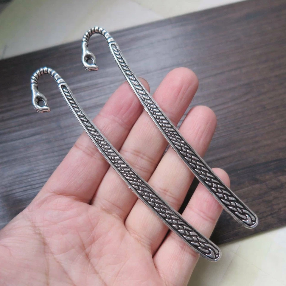 5 Stück Antik Tibetisch Silber Mit Öse Metall Lesezeichen - Hand Prägung 12cm