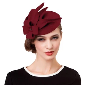 F FADVES Damen Tea Party Fascinators für Frauen Wollfilz 40er Jahre Pillendose Hüte... - Bild 1 von 5
