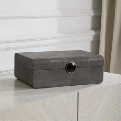 Современная деревянная коробка ар-деко из искусственной шагреневой кожи Uttermost Lalique серая - Изображение 1 из 4