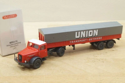 HO 1:87 Wiking 0514 06 Pritschensattelzug (Henschel Langh) „Union-Transport“ Neu - Bild 1 von 4