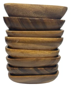 8 Acacia Wood Square Bowls For Salads, Nuts, Condiments, Fruit, Etc. - Picture 1 of 6