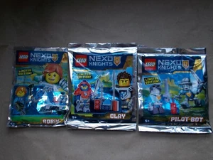 LEGO NEXO FOIL SETS - CLAY +WEAPONS PILOT BOT ROBIN & HORSE PACK 8 3 NEW KNIGHTS - Picture 1 of 5