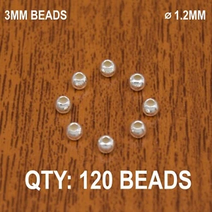 120x Sterling Silver .925 Round Spacer Beads 3MM ⌀ 1.2MM - Picture 1 of 1