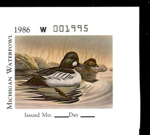 MI11 1986 Michigan Duck Stamp - MNH - Common Goldeneyes - Artist: Russell Cobane - Picture 1 of 1