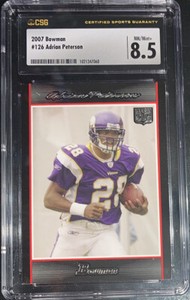 2007 Bowman Adrian Peterson Rookie #126 RC Vikings HOF CSG 8.5