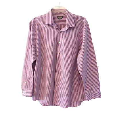 Мужская футболка Kenneth Cole Reaction Slim Fit с длинным рукавом розовая фиолетовая размер 17 32-33 - Изображение 1 из 4