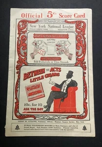 Tarjeta de puntuación de los New York Giants vs Cincinnati Reds de 1911 desde el Polo Grounds - Imagen 1 de 13