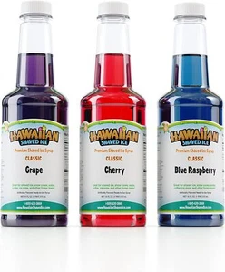 Syrup Assortment 3 16oz Bottles Of The Most Popular Flavors Cherry Grape Blue - Picture 1 of 6