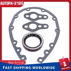 SMALL BLOCK CHEVY TIMING COVER GASKET SET WITH SEAL sbc 283 327 350 383 NEW - Foto 1 di 9