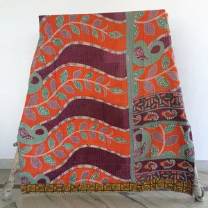 Vintage Indian Kantha Throw Single Quilt Handmade 1 Pc Blanket Rally Gudari - Picture 1 of 2