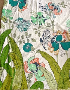 Anthropologie Vogelgesang Wende-Doppel-Bettbezug grün botanische Baumwolle GUC - Bild 1 von 5