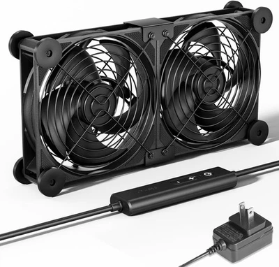 upHere Big Airflow 2 x 120mm x 25mm Computer Fan with AC Plug Cabinet U2DC2-1  - Image 1 of 4