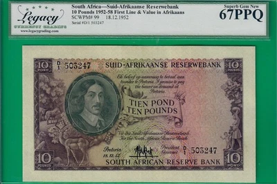 South Africa 10 pounds 18/12/19, P99, Legacy Superb Gem NEW *67* PPQ! - Image 1 of 2
