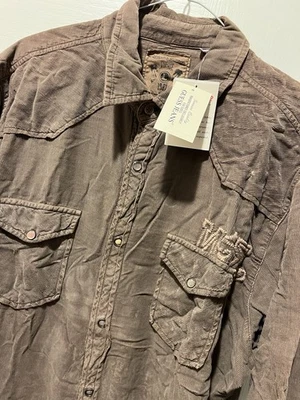 GUESS VINTAGE 1981 CAFE BROWN SOFT CORDUROY COTTON FALL SHIRT JACKET L NWT - Image 1 of 4