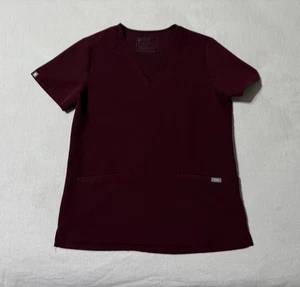 FIGS Casma Women's Small Scrub Shirt Top RN Nurse Healthcare Burgundy - Picture 1 of 8
