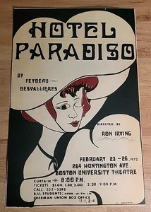 Poster Vintage Hotel Paradiso Teatro Università Boston 1972 - Foto 1 di 8