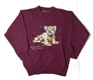 Vintage Cabelas Minnesota Girls Medium Lion Cub Graphic Print Sweatshirt 90s - Picture 1 of 8